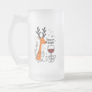 Taza De Cristal Esmerilado Reno Borracho y Brillante 