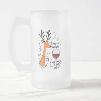 Taza De Cristal Esmerilado Reno Borracho y Brillante