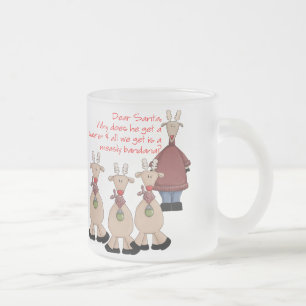Taza De Cristal Esmerilado Reno Querido Camiseta Santa