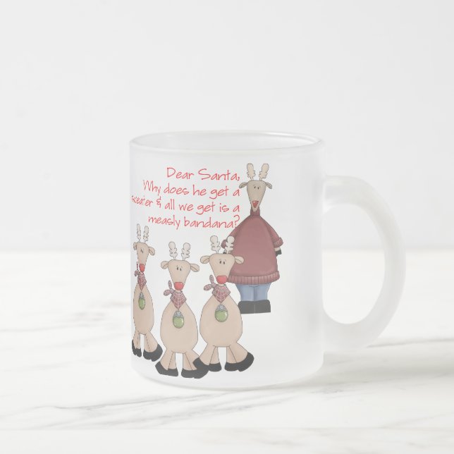Taza De Cristal Esmerilado Reno Querido Camiseta Santa (Derecha)