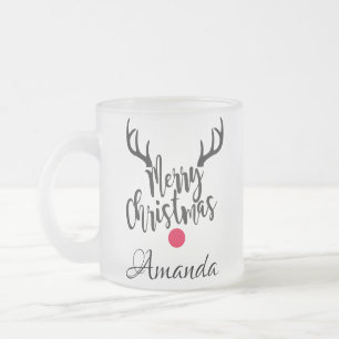 Taza De Cristal Esmerilado Renos de navidad personalizados