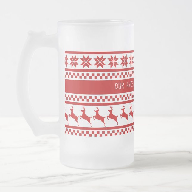 Taza De Cristal Esmerilado Renos impresos nórdicos personalizados (Izquierda)