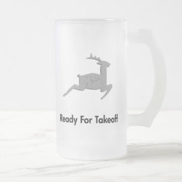 Taza De Cristal Esmerilado Renos listos para el despegue