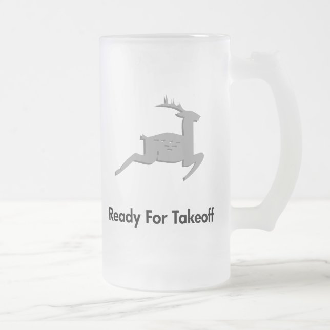 Taza De Cristal Esmerilado Renos listos para el despegue (Derecha)