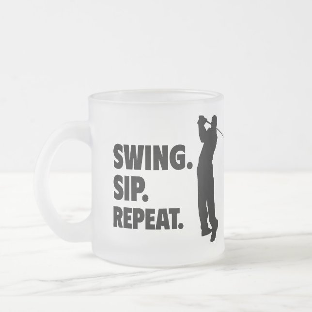 Taza De Cristal Esmerilado Repetición de sip de giro de golf personalizado (Izquierda)
