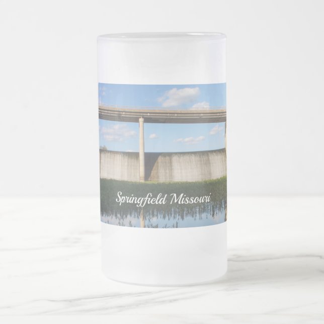 Taza De Cristal Esmerilado Represa de Springfield Lake Missouri Cerveza de vi (Centro)