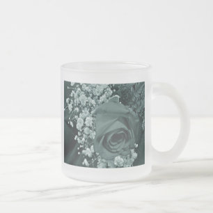 Taza De Cristal Esmerilado Respiración y Rosa del bebé - Verde azulado
