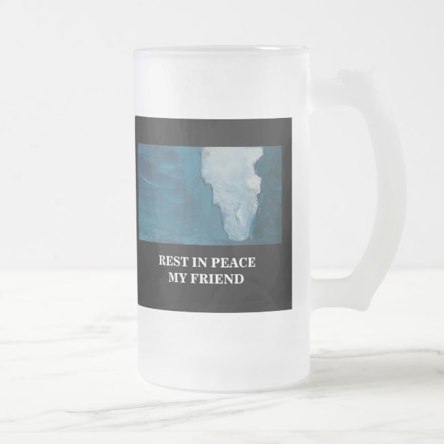 TAZA DE CRISTAL ESMERILADO RESTO EN PAZ MI AMIGO (PERSONALICE) (Derecha)