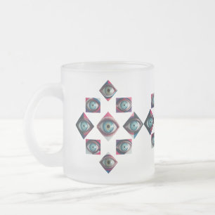 Taza De Cristal Esmerilado Resumen Arte Geométrico Ojo Azul -