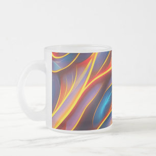 Taza De Cristal Esmerilado Resumen de flamencos rojos Swirl Blue