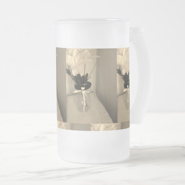 Taza De Cristal Esmerilado Resumen de flores embellecidas (Anverso derecho)