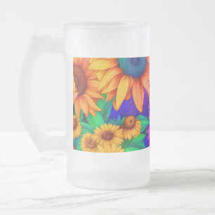 Taza De Cristal Esmerilado Resumen de girasol #1 -