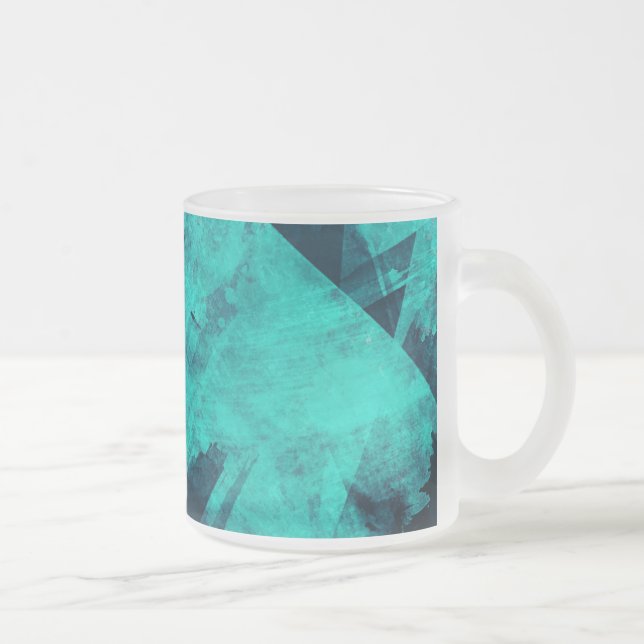 Taza De Cristal Esmerilado Resumen de Guay: arte azul incierto (Derecha)