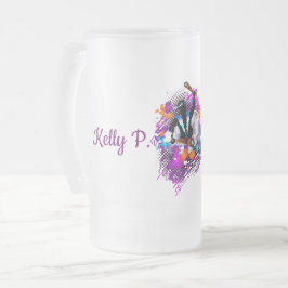 Taza De Cristal Esmerilado Resumen de Panman del Carnaval vibrante