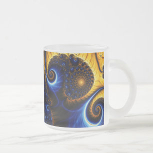 Taza De Cristal Esmerilado Resumen de vidrio esmerilado del cielo azul fracta