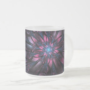 Taza De Cristal Esmerilado Resumen del diseño de flor fractal.