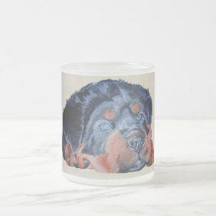 Taza De Cristal Esmerilado Retrato artístico de Rottweiler Puppy Mascota