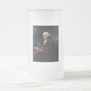 Taza De Cristal Esmerilado Retrato de Benjamin Franklin, Padre Fundador
