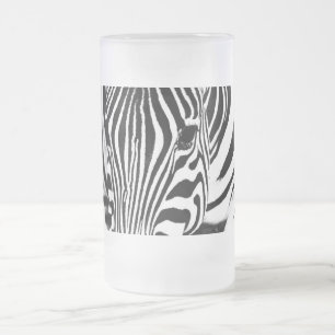Taza De Cristal Esmerilado Retrato de cebra en blanco y negro