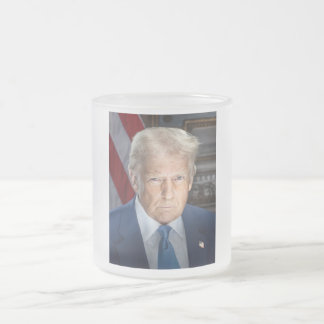 Taza De Cristal Esmerilado Retrato de Donald Trump, presidente de Estados Uni