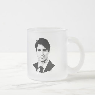 Taza De Cristal Esmerilado Retrato de Justin Trudeau