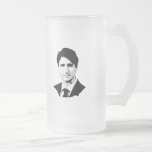Taza De Cristal Esmerilado Retrato de Justin Trudeau
