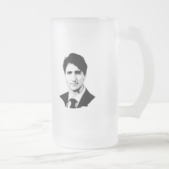 Taza De Cristal Esmerilado Retrato de Justin Trudeau (Derecha)
