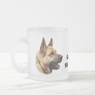 Taza De Cristal Esmerilado Retrato de perro pastor alsaciano alemán