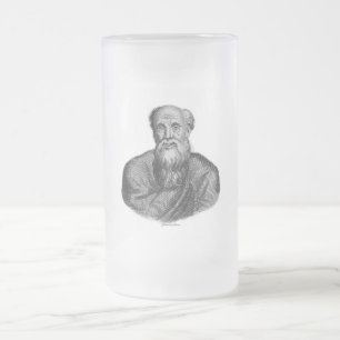 Taza De Cristal Esmerilado Retrato del antiguo filósofo griego democrito