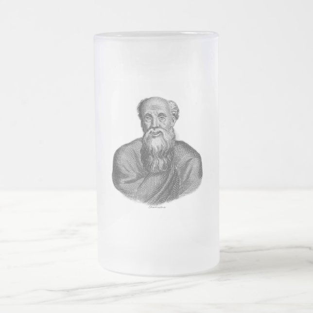 Taza De Cristal Esmerilado Retrato del antiguo filósofo griego democrito (Centro)
