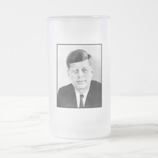 Taza De Cristal Esmerilado Retrato del presidente John F Kennedy en vidrio es