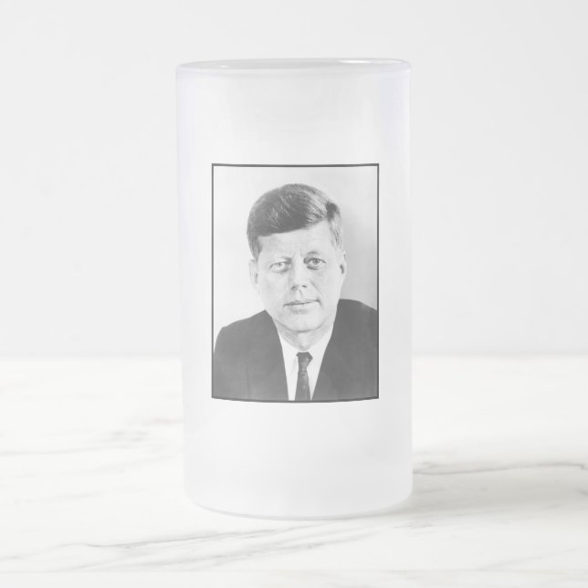 Taza De Cristal Esmerilado Retrato del presidente John F. Kennedy Glass Be (Centro)