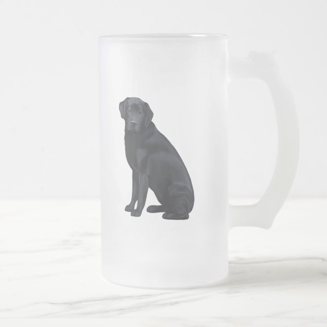 Taza De Cristal Esmerilado Retrato negro del labrador retriever (Derecha)