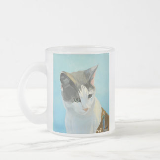 Taza De Cristal Esmerilado Retrato pintado colorido del gato