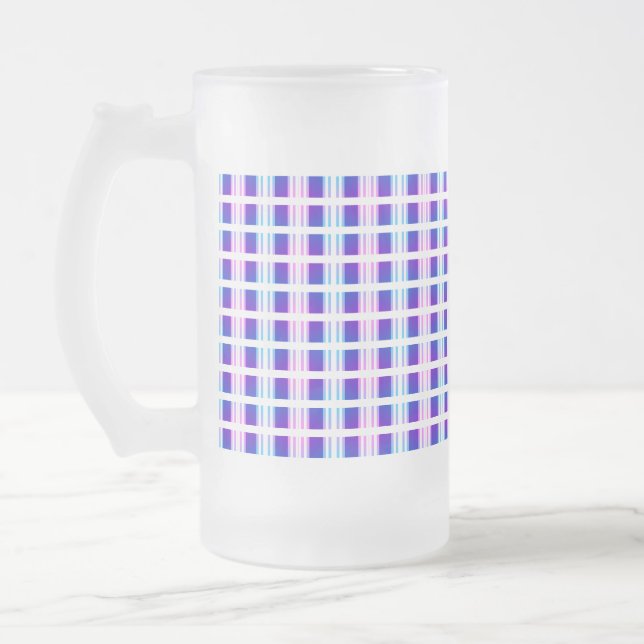 Taza De Cristal Esmerilado retro eléctrico rayado azul y púrpura (Izquierda)