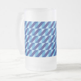 Taza De Cristal Esmerilado Retro Genial Azul Geométrico Triángulo Abstracto