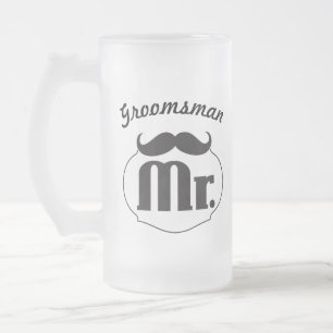 Taza De Cristal Esmerilado Retro Gracioso Sr. Mustache Groom