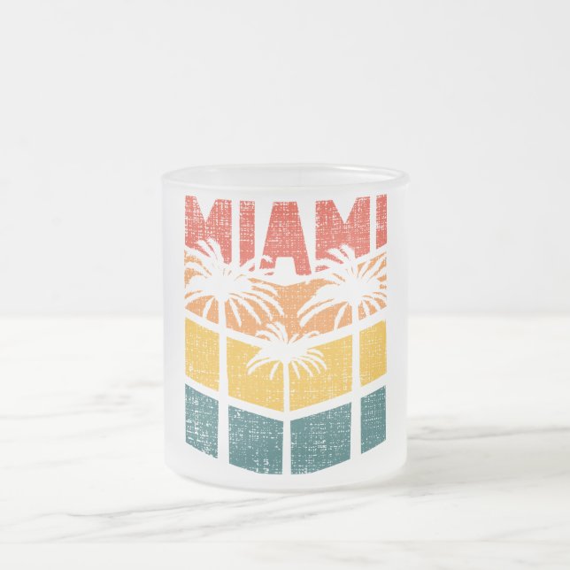 Taza De Cristal Esmerilado Retro Miami Florida Beach Souvenir Palm Tree 80 (Centro)