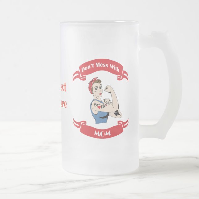 Taza De Cristal Esmerilado Retro No te metas con MOM (Derecha)