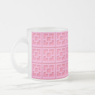 Taza De Cristal Esmerilado Retro Pink Trellis Mug