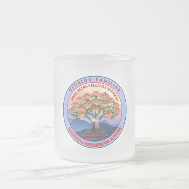 Taza De Cristal Esmerilado Reunión Familiar De Vidrio Pintado (Centro)