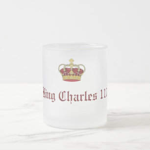 Taza De Cristal Esmerilado Rey Carlos 111 Corona Real