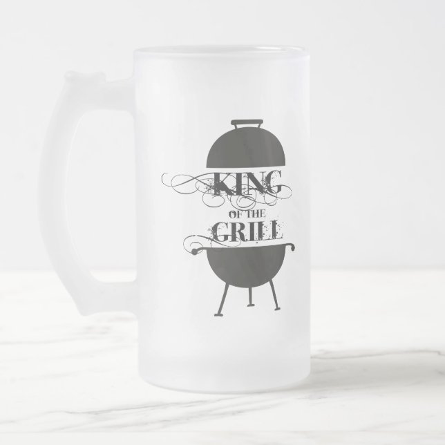 Taza De Cristal Esmerilado Rey Del Grill (Izquierda)