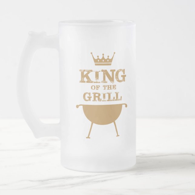 Taza De Cristal Esmerilado Rey Del Grill, Oro (Izquierda)