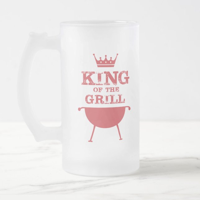 Taza De Cristal Esmerilado Rey Del Grill, Rojo (Izquierda)