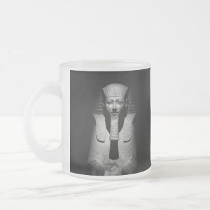 Taza De Cristal Esmerilado Rey faraón blanco y negro