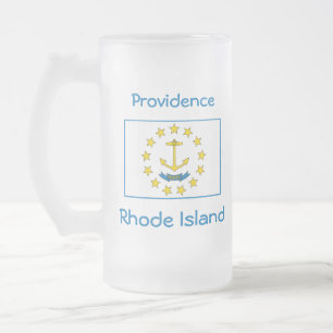Taza De Cristal Esmerilado Rhode Island Flag Map City Mug