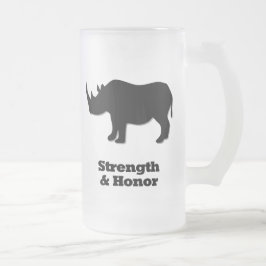 Taza De Cristal Esmerilado Rinoceronte Y Honor negro