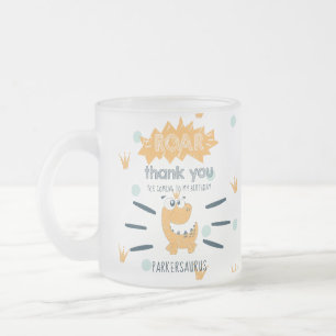 Taza De Cristal Esmerilado ROAR Dinosaur Birthday Favorito Personalizado
