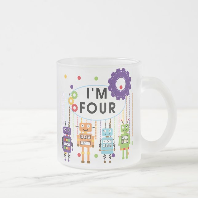Taza De Cristal Esmerilado Robot 4ª camisetas de cumpleaños y regalos (Derecha)